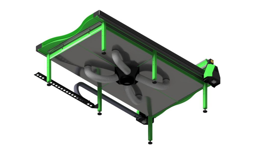 3D model CNC plazmové řezačky, pohled zespodu