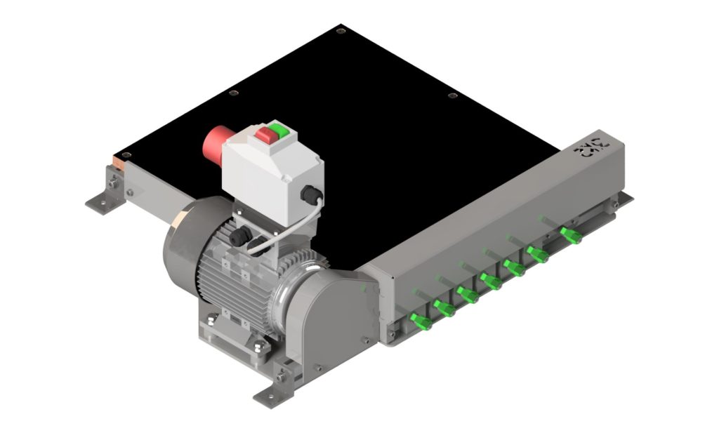 3D model šesti-vřetenové vrtačky pro včelaře, zakrytovaný stav