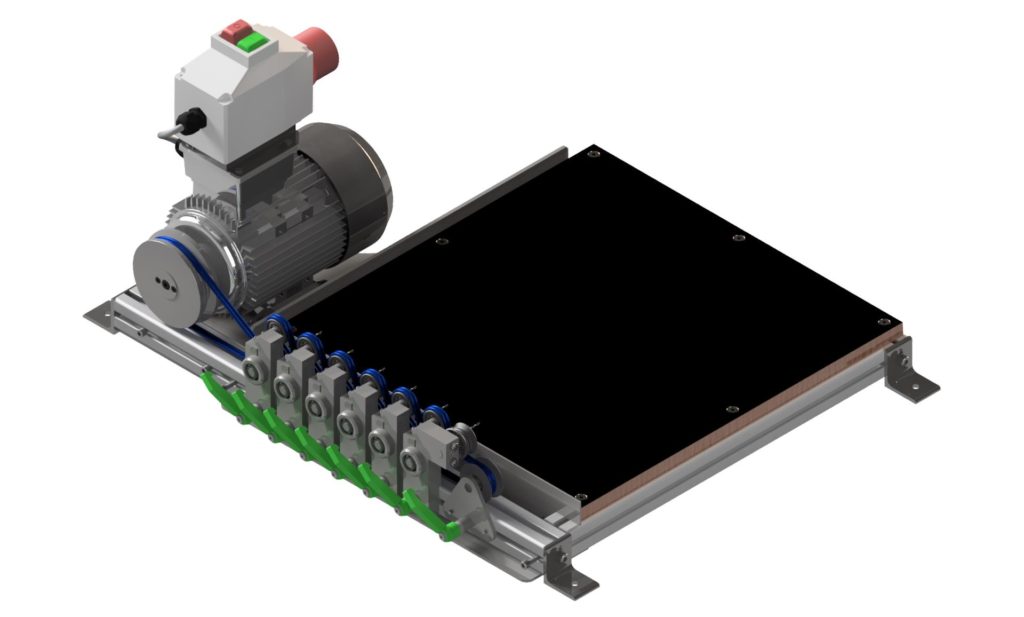3D model šesti-vřetenové vrtačky pro včelaře, pohled zezadu