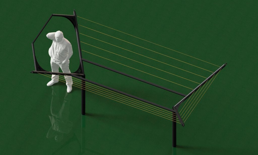 3D model věšáku na prádlo s hrazdou a bradly